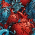 heart photorealistic the style of comic book art and vexel art, highly detailed seamless pattern by AI generated Royalty Free Stock Photo