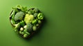 AI generated heart shape filled with a variety of freshly vegetables and copyspace