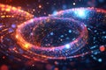Abstract glowing data vortex in space symbolizing digital data flow advanced networking systems and the future of telecommunica