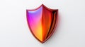Vibrant multicolored metallic shield with a glossy finish, representing innovative cybersecurity solutions, data fortification,