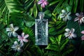 Enjoy the fresh, chic scent of bespoke designer perfume with floral elegance displayed on a cologne shelf