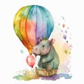 AI generated hippo sitting near balloon