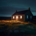 AI generated house illuminated by bright light Royalty Free Stock Photo