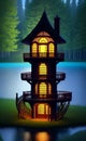 house in the summer magical forest AI Generated