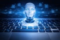 AI generated humanoid artificial intelligence operating within computer systems with automation programming data processing and Royalty Free Stock Photo