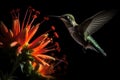 AI generated hummingbird perching near flower