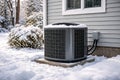 AI Generated HVAC System Beside a House During Winter Royalty Free Stock Photo