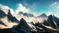 AI generated hyper-realistic illustration of beautiful snow covered mountains