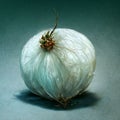 AI generated hyper-realistic illustration of an onion on a blue background