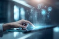 Ultra-Realistic AI Interface Holographic Tablet Interaction Royalty Free Stock Photo