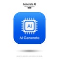 Ai generated icon. 3d button minimal style modern with Ai microchip icon. Tools for generate from the text. Large data processing Royalty Free Stock Photo