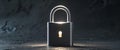 Illuminated padlock on dark textured background. Royalty Free Stock Photo