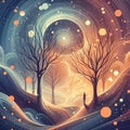 AI generated illustration of an abstract art of magical orbs Royalty Free Stock Photo