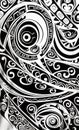 AI generated illustration of abstract background with black and white intricate design Maori culture