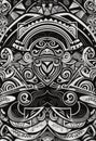 AI generated illustration of abstract background with black and white intricate design Maori culture