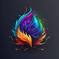 AI generated illustration of an abstract colorful leaf feather design