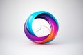 AI generated illustration of an abstract 3D circle or swirl composed of various vibrant colors