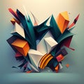 AI generated illustration of An abstract design featuring an assorted array of geometric shapes