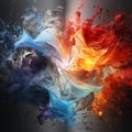 AI generated illustration of An abstract design of swirling fire and ice with a dark background Royalty Free Stock Photo