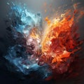 AI generated illustration of An abstract design of swirling fire and ice with a dark background Royalty Free Stock Photo