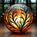 AI generated illustration of an abstract glass sphere with intricate tree designs Royalty Free Stock Photo