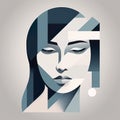 Artistic Abstract Logo Featuring a Woman\'s Face, Expressive and Unique Design for Modern Brands