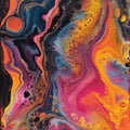 AI generated illustration of an abstract painting with water bubbles and vibrant paint colors