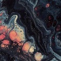 AI generated illustration of an abstract painting with water bubbles and vibrant paint colors