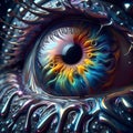 an abstract image of a rainbow colored eye with an open iris and bright eyelashes Royalty Free Stock Photo