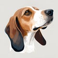 AI generated illustration of an adorable beagle face watercolor painting