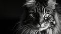 a cat is sitting and staring at the camera in a black and white photo Royalty Free Stock Photo