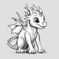 AI generated illustration of an adorable cartoon baby dragon sketch