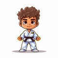 AI generated illustration of an adorable cartoon boy wearing a karate robe