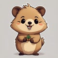 AI generated illustration of an adorable cartoon hamster holding a plant