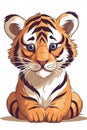 a cartoon tiger sitting down with his eyes wide open and blue Royalty Free Stock Photo