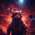 AI generated illustration of an adorable feline dressed in an astronaut space suit