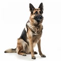 AI generated illustration of an adorable German shepherd isolated on a white background