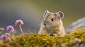 AI-generated illustration of An adorable mouse perched atop a bed of lush green grass. Royalty Free Stock Photo