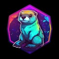 AI generated illustration of an adorable otter on the black background