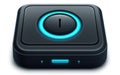 Advanced biometric access control device futuristic design glowing blue LED indicators symbolizing security innovation smart