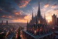 AI generated illustration of an aerial shot shows the grandeur of the cathedral