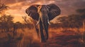 AI generated illustration of An African elephant in a sun-drenched desert landscape