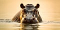 AI generated illustration of an African hippopotamus in a lake