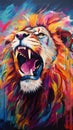 Majestic wild lion acrylic painting