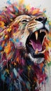 Majestic wild lion acrylic painting