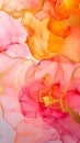 AI generated illustration of an alcohol ink painting of vibrant pink flowers