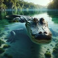 AI generated illustration of an American alligator (Alligator mississippiensis) in water in Florida
