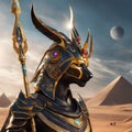 AI generated illustration of an ancient Egyptian statue of Anubis, the god of the afterlife Royalty Free Stock Photo