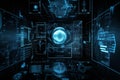 AI generated illustration of abstract technology interface with digital and data interfaces