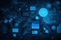 AI generated illustration of abstract technology interface with digital and data interfaces